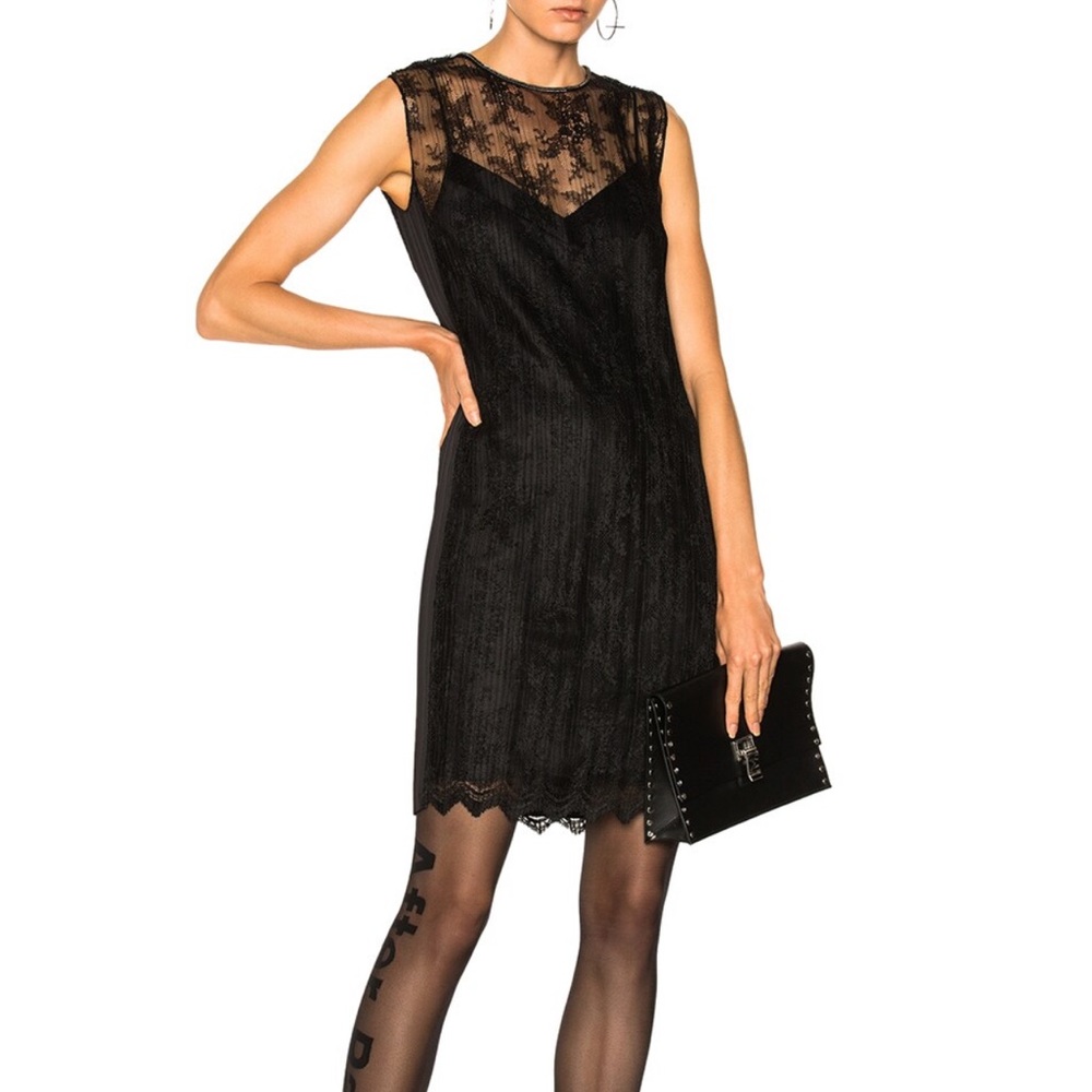 Alexander Wang Chain Trim Lace Black Mini Dress